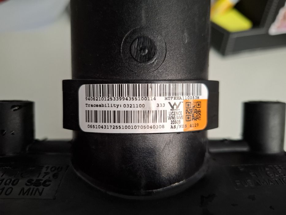 Teu cu colier electrofuziune, Ø110 x Ø63 mm, PN16, pentru bransament
