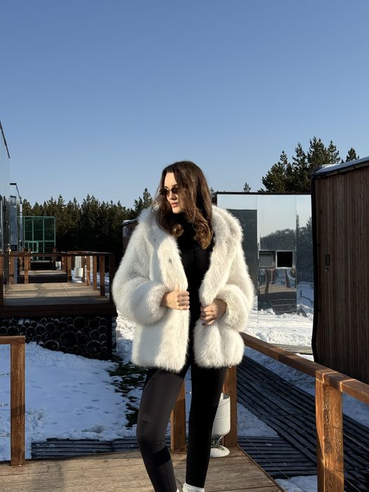 Эко шуба белая.