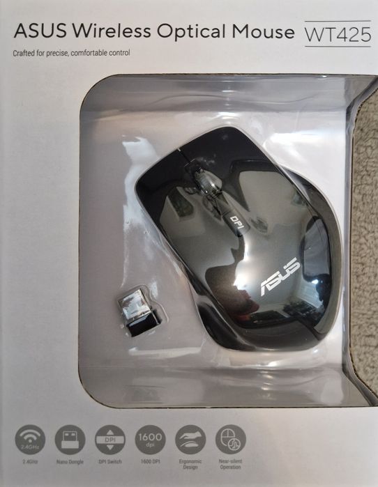 Mouse wireless optic ASUS WT425, USB, Negru