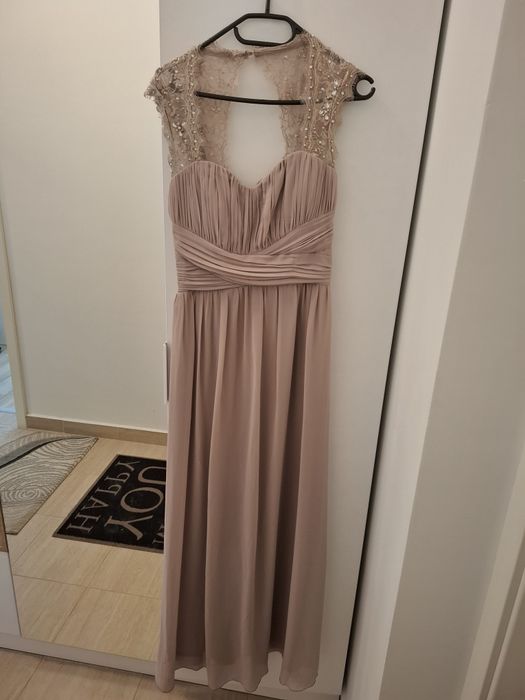 Rochie lungă Little Mistress London, nude-pudrat, elegantă, mărimea 40