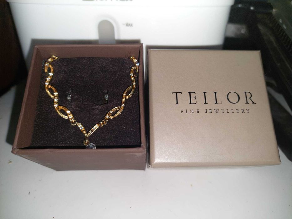 Set colier si cercei placate cu aur de 24k in cutie Teilor