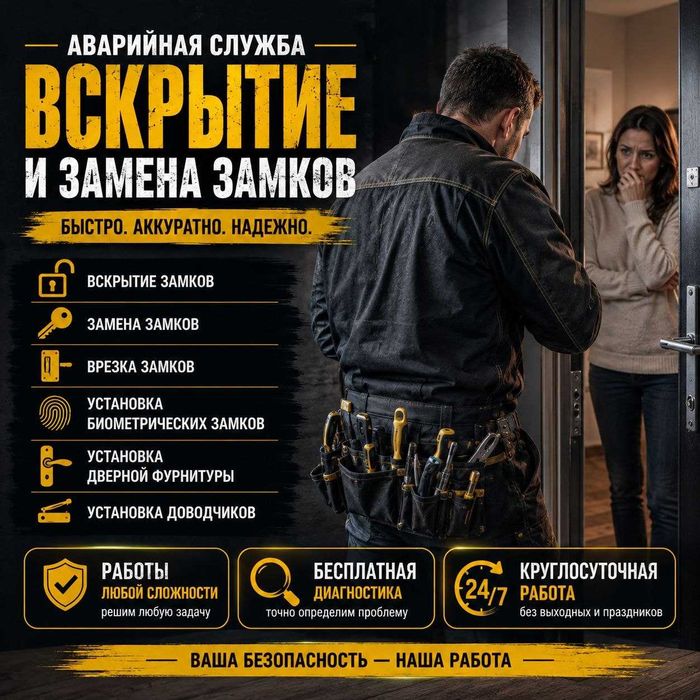 Открыть дверь:вскрытие замка:замена сердцевины:врезка:ручки:гараж:сейф