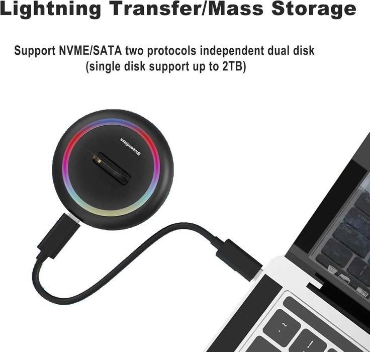 Adaptor M.2 SSD Docking Station Extern M2 Drive RGB NMVe NGFF SATA