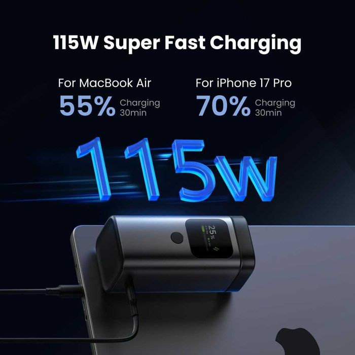 Външна батерия Sharge Magsafe 2 в 1, 15000mAh/55.5Wh, Qi2 15W