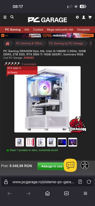 PC Gaming i5-14600K 3.5Ghz, 32GB DDR5, 2TB SSD, RTX 5060 TI 8GB GDDR7