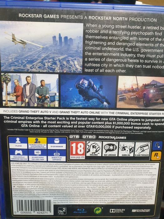 Диск на Ps 4 Gta 5