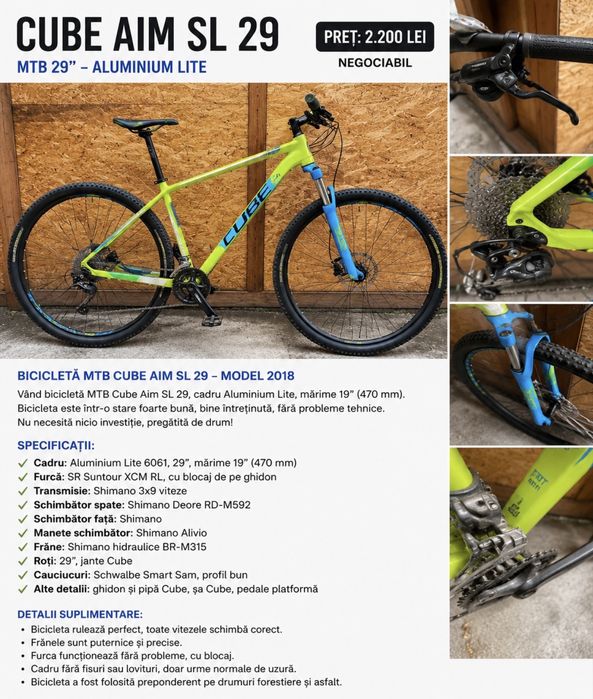 Bicicleta MTB Cube AIM SL 29 inch