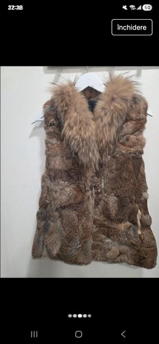 Vesta blana naturala cu buzunare