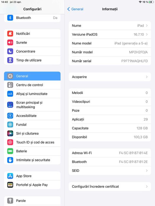 iPad 5 (2017) – 128 GB – Wi-Fi