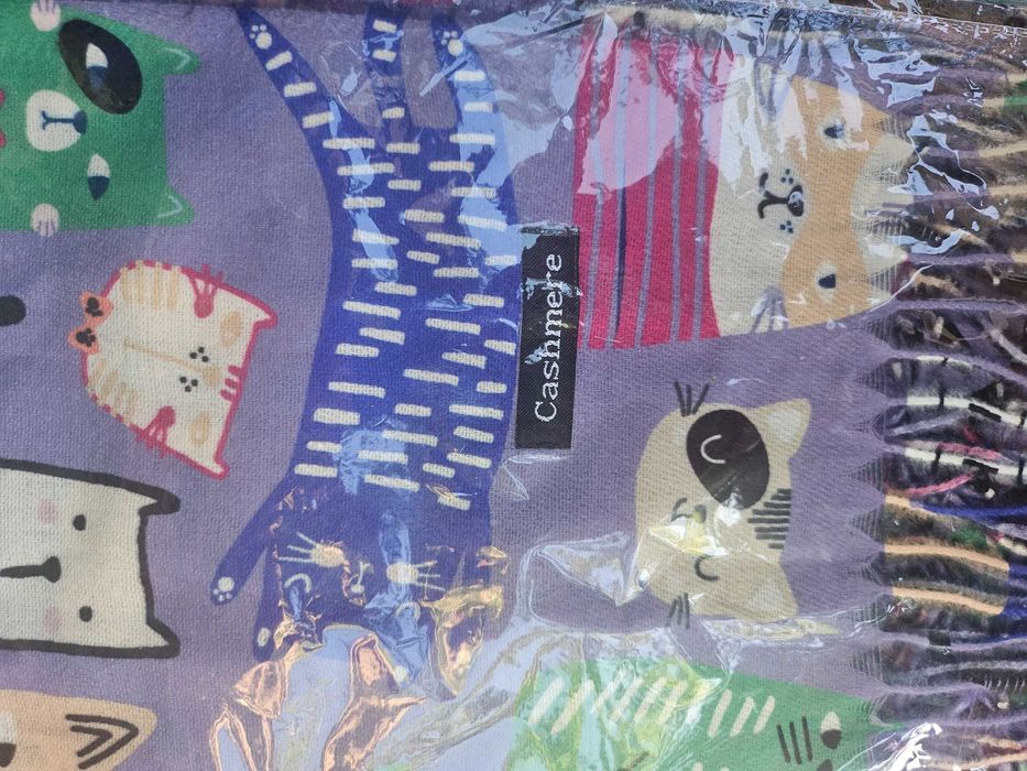 Шал памук и кашмир с котки