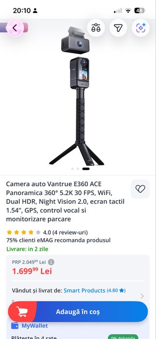 Camera de bord Vantrue 360