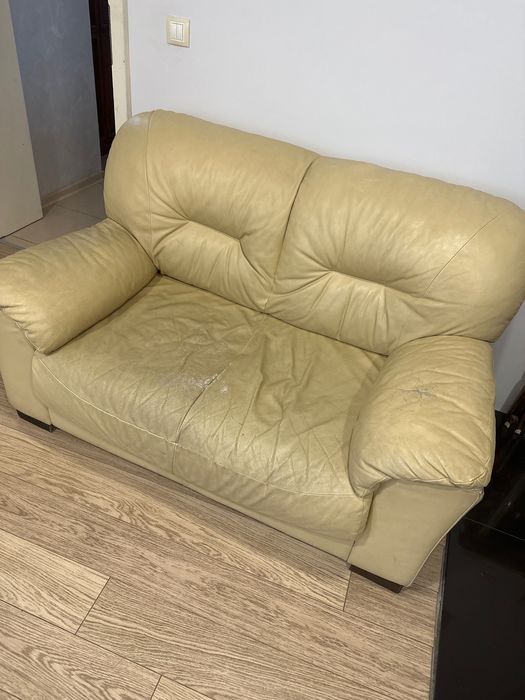 Диван двойка естествена кожа