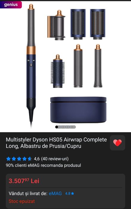 Multistyler Dyson HS05 Airwrap Complete Long/ Albastru de Prusia cupru