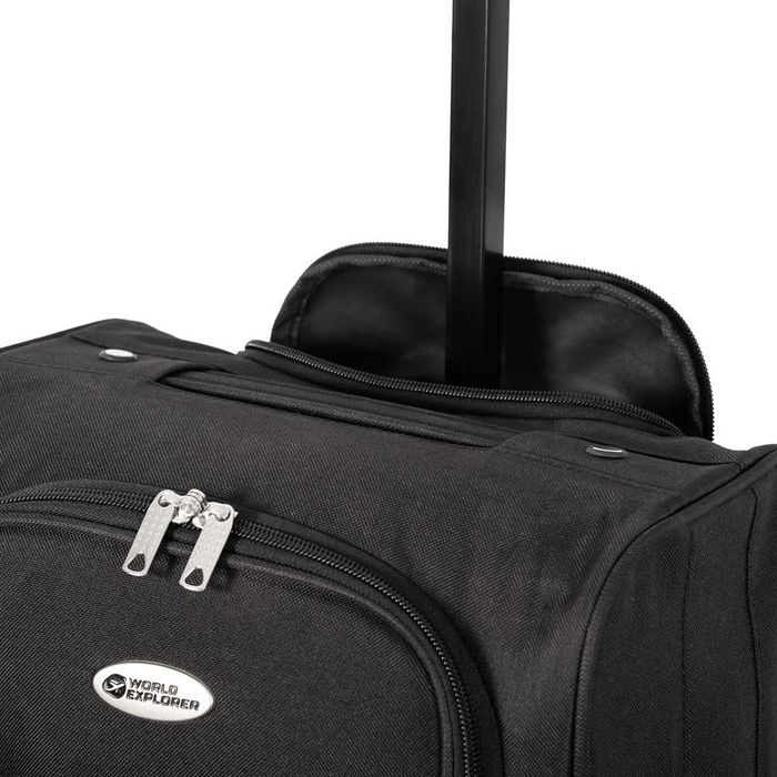 Troler cabina avion, 2 roti, 3 manere, negru, 48 x 32 x 23 cm