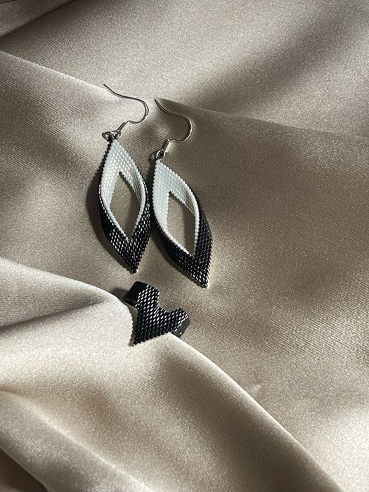 Комплект из бисера - серьги, кольцо