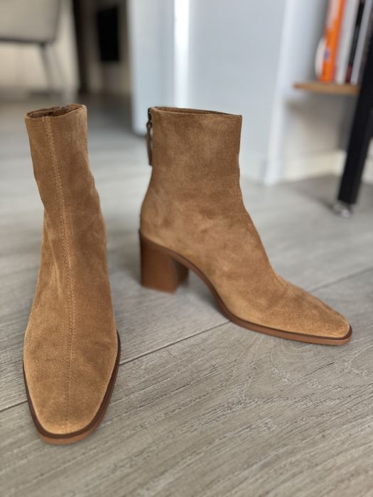 Botine Mango piele intoarsa maro