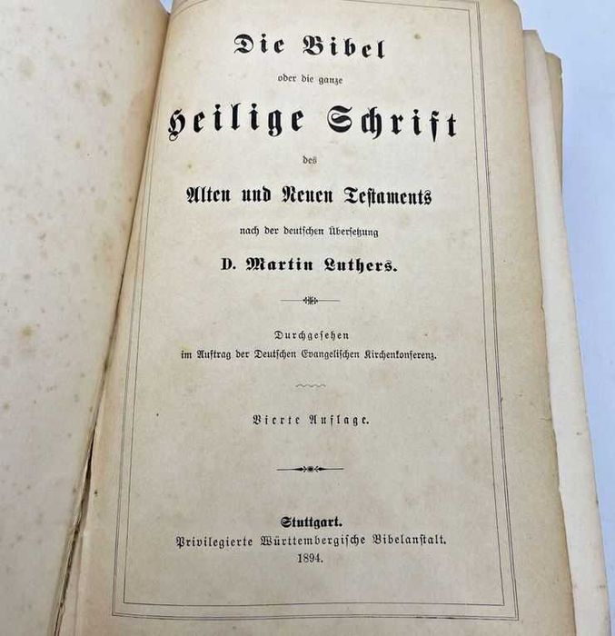 Biblia / Biblie veche , 1894 , limba germana , 21x14x5 cm , crestinism