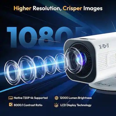 Промо Цена!Преносим Smart 4К Android WiFi Проектор с 12000lumen Автоматично трапецовиднo изкривяване