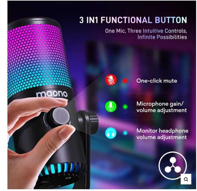 микрофон maono dm30rgb белый и черный цвет , начни знакомство с maona