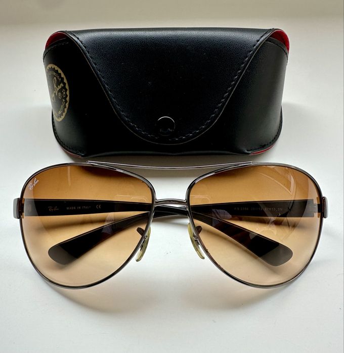 Ray Ban RB3386 Aviator Gunmetal кафяв Brown Gradient 67mm Made in Italy