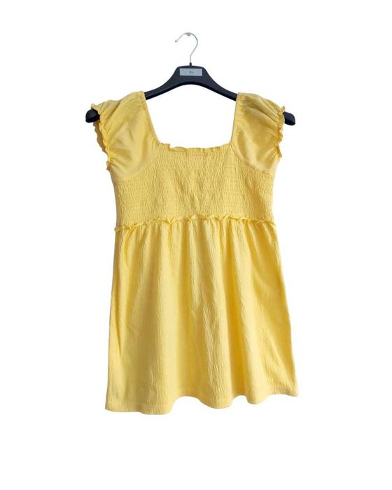 Bluză vară galbenă Mix & Co mărimea S / M bust elastic volănașe