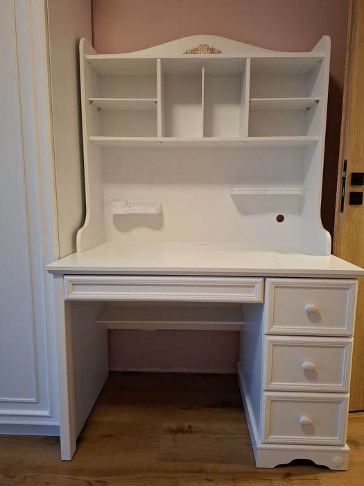 Ученическо бюро Rustic White с надстройка