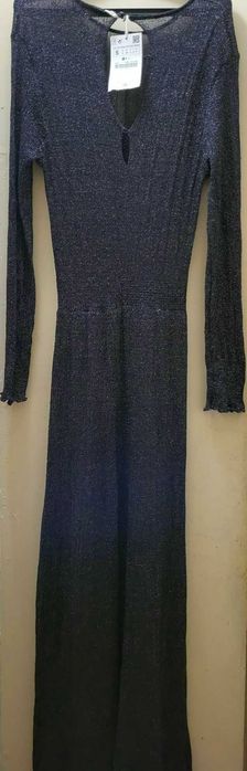 Rochie de ocazie neagra cu fir lame argintiu