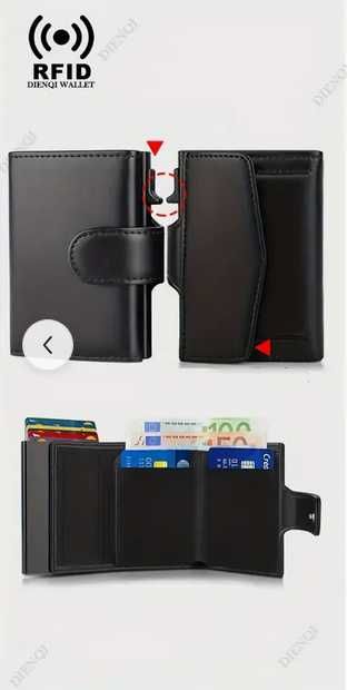 Мъжки кожен портфейл - Със защита срещу кражба - RFID защита