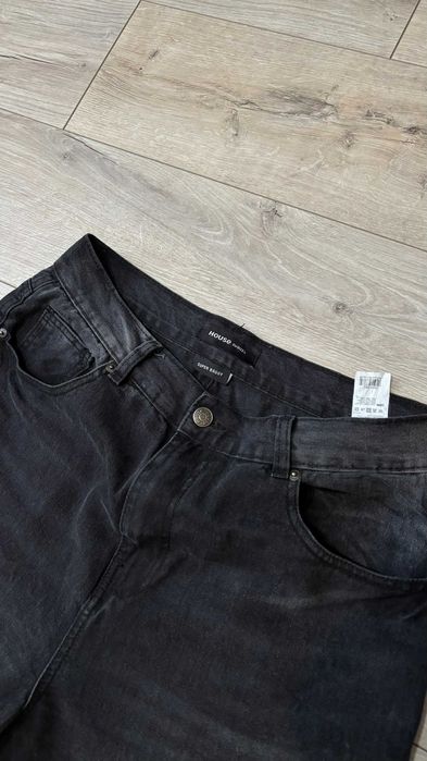 Мъжки черни дънки с принт, размер L super baggy