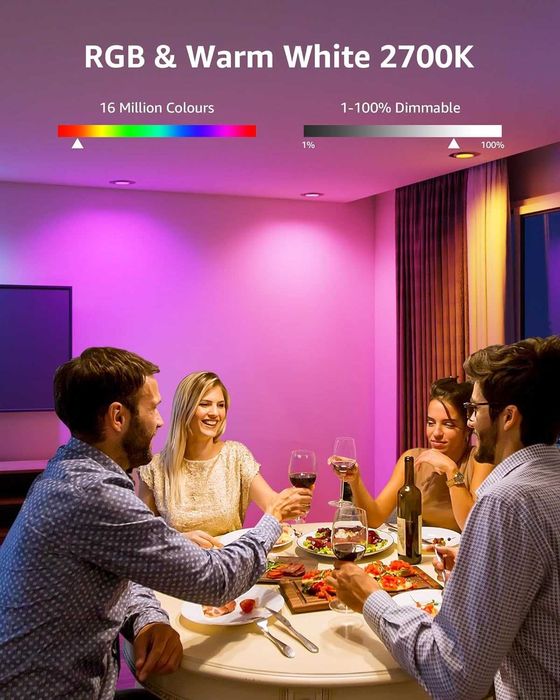 Комплект от 4 броя Смарт WiFi LED крушки Lepro GU10 RGB + Топло  2700K