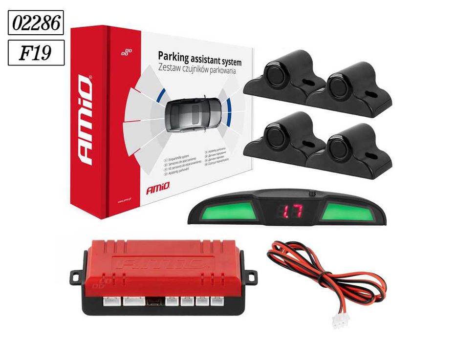 Парктроник за товарни автомобили AMIO / 4 сенора / Ф19 / ЧЕРНИ / 02286