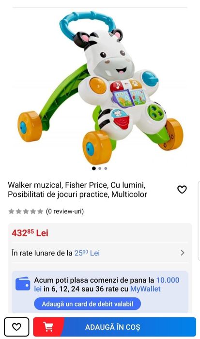 Premergător tip zebra Fischer - Prince, 2 moduri joaca, lumini, sunete