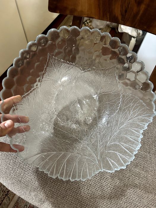 Салатница большая диаметр 30см. Стекло ручная работа