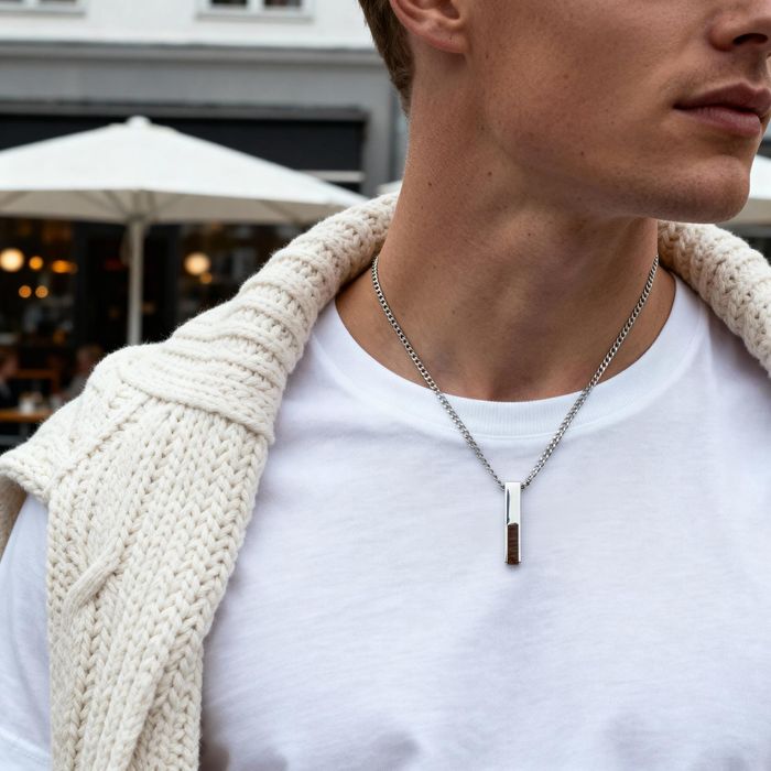 Мъжко стоманено  колие Trendhim, камък тигрово око