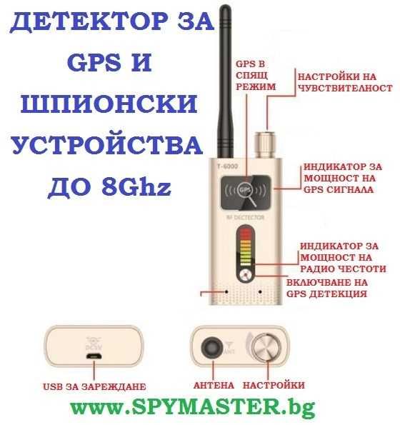 ДЕТЕКТОР за GPS и ШПИОНСКИ устройства до 8Ghz