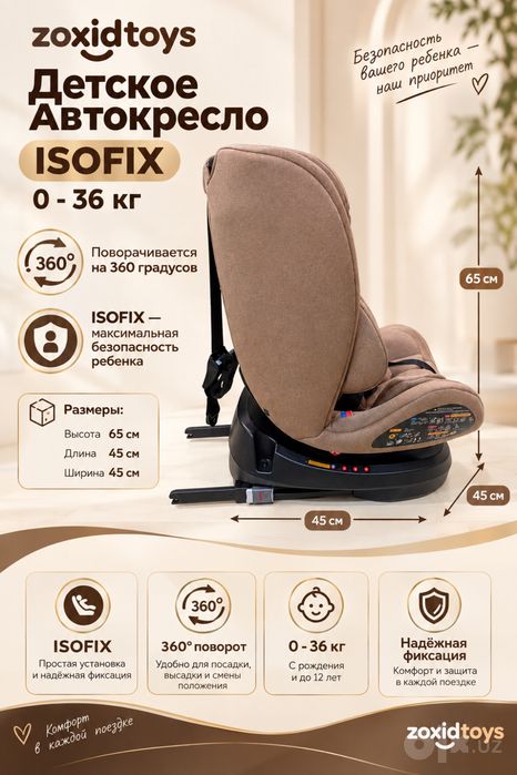 Автокресло ISOFIX 0-36кг KIDILO