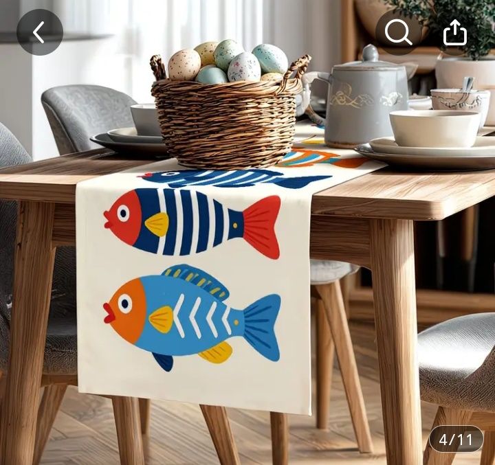 Цветен морски тишлайфер Ярка Тъкан, Празнична Покривка за Маса