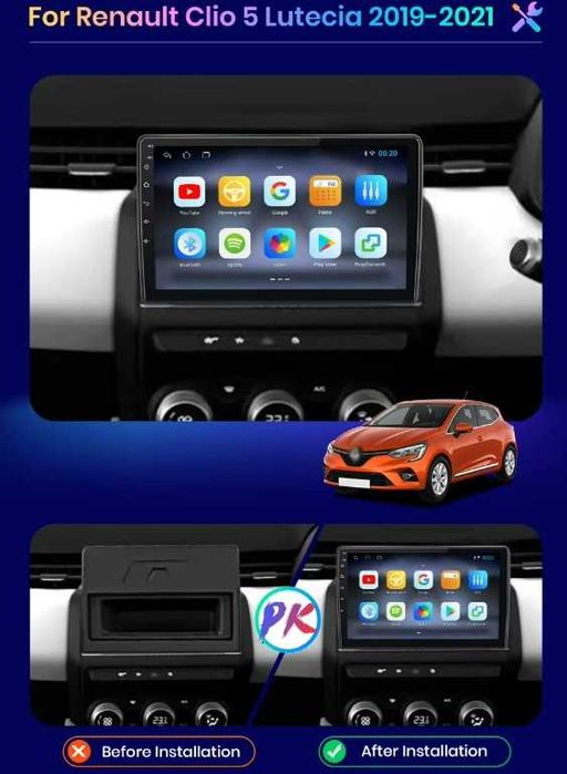 Navigatie Android Renault CLIO 5 , Carplay Android Auto + Camera