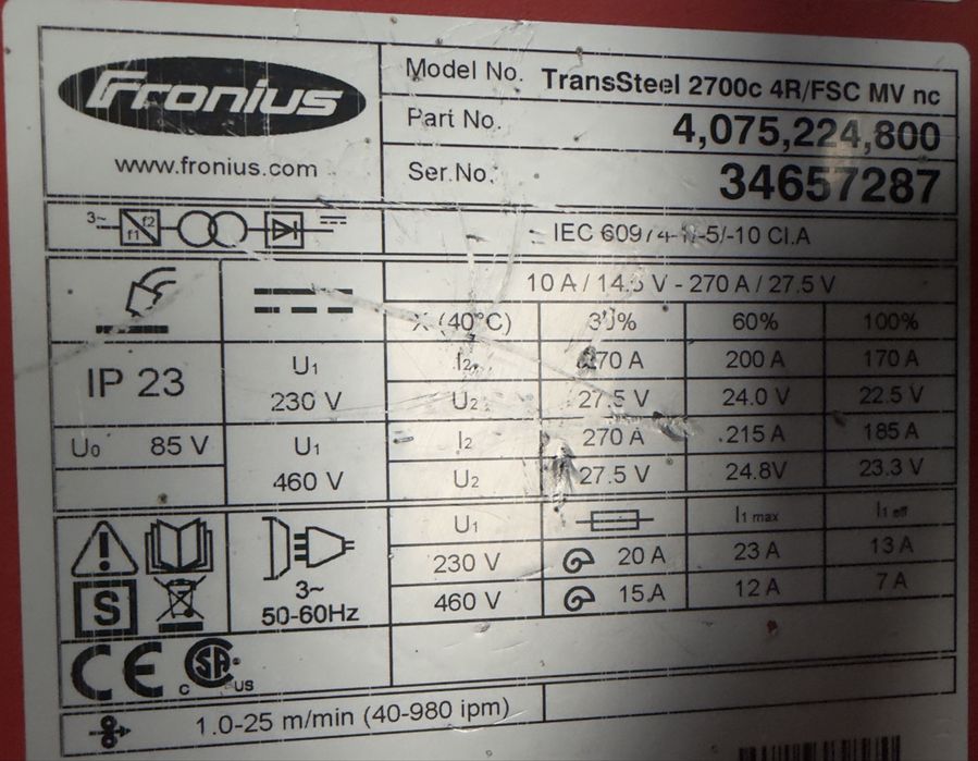 Aparat de sudura  Fronius Transsteel 2700, MIGMAG / TIG DC / MMA