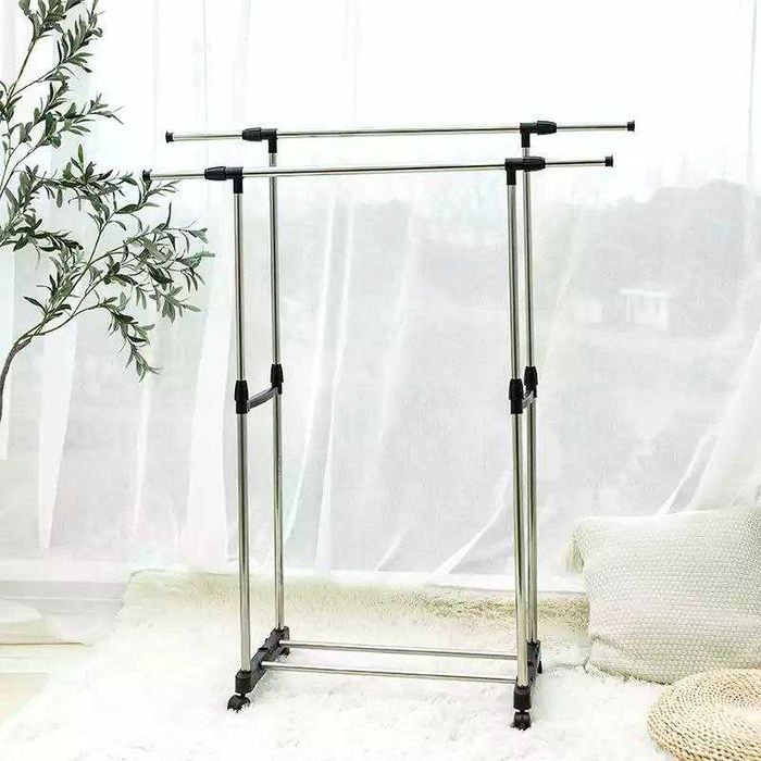 Вешалка напольная гардероб для одежды на колесах 30 кг