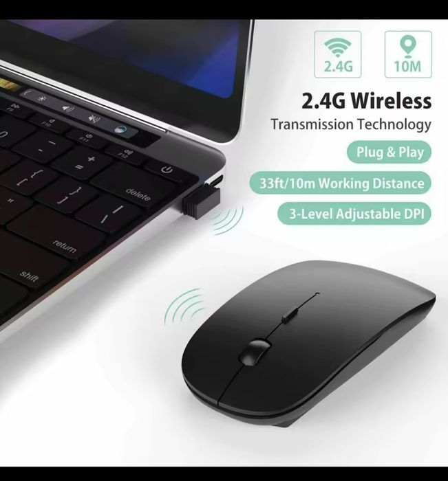 Bluetooth/Блутуут Ултратънка и преносима безжична мишка с акумулаторна