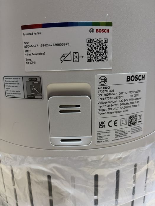 Purificator de aer Bosch Air 4000i - Wi-Fi, HEPA, 62.5m^2, 300 m^3/h