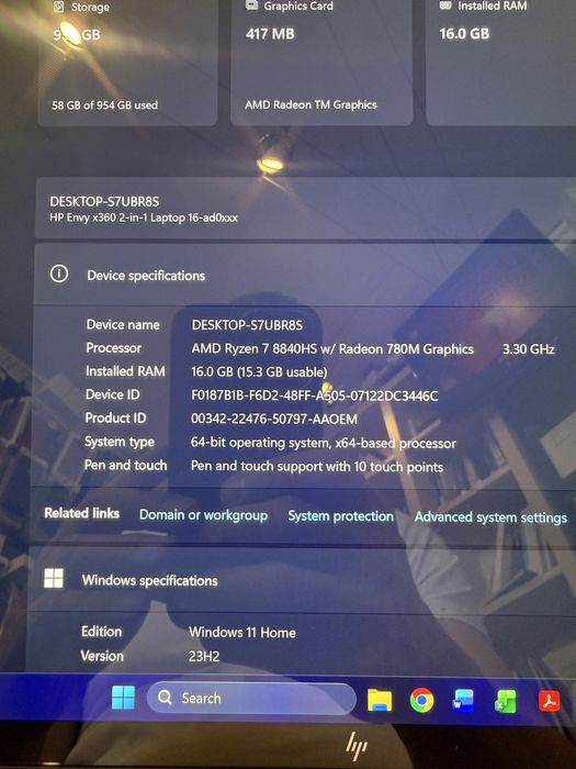 Laptop HP Envy 16-AD0004NW AMD Ryzen™ 7 8840HS 16MB 1TB SSD