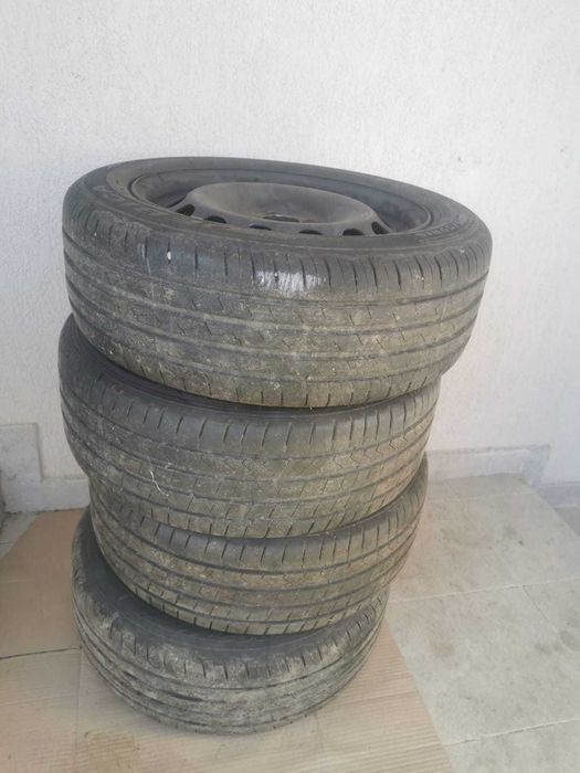 Set 4 anvelope vară 205/55 R16 + jante tablă 5x112 VW/Audi/Skoda