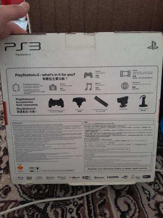 PS3 slim ideal tiniq 2 original djoystik bor karobka dakumenti bor.