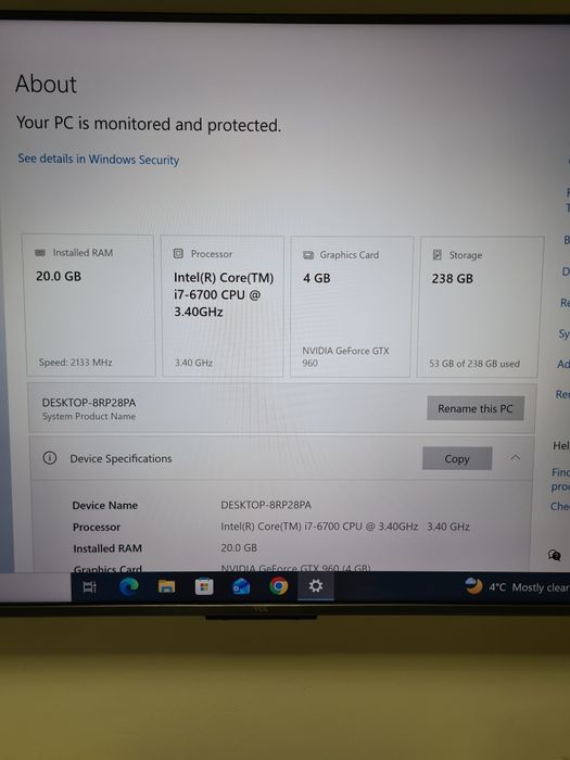 Unitate pc gaming i7 6700 20gb ssd 256gb video 4gb