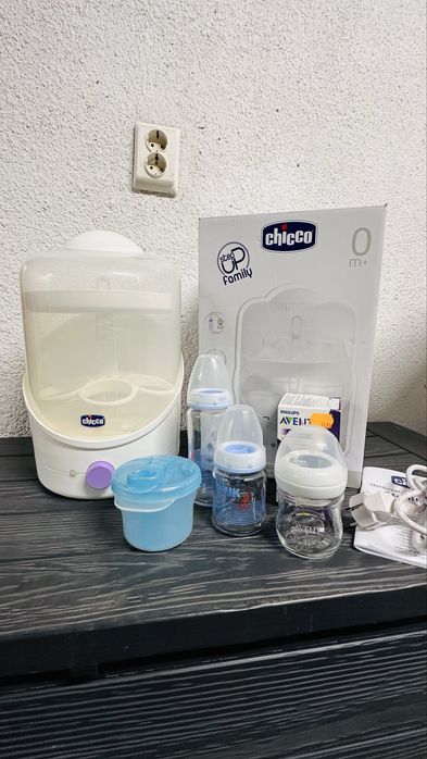 Електрически стерилизатор + дозатор за мляко + стъклени шишета