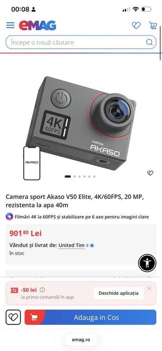 Camera sport Akaso V50 Elite, 4K/60