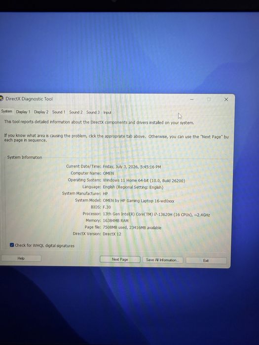 Laptop Omen 4060 I7 16GB RAM