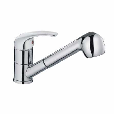 Baterie bucatarie cu dus extractabil, Kroner, Sylva, crom lucios